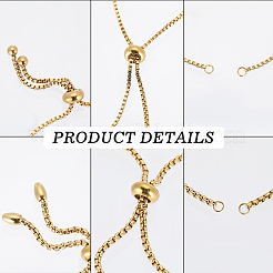 8Pcs 4 Styles Adjustable 304 Stainless Steel Box Chain Slider Bracelet Making&nbsp;STAS-SC0021-10