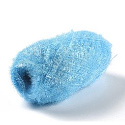ポリエステルかぎ針編みの糸  きらめくスクラブ糸  布巾用  編み物を飾る工芸品  シアン  10~13x0.5mm  218.72ヤード（200m）/ロール&nbsp;OCOR-G009-01N