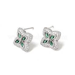 Brass Micro Pave Cubic Zirconia Stud Earrings&nbsp;KK-CBA8324-25P-03