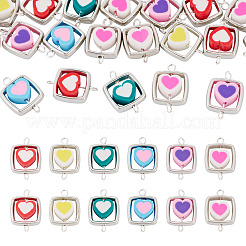 20Pcs Polymer Clay Heart & CCB Square Frame Links Connector Charms&nbsp;CLAY-TADJ0001-09