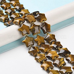 天然石タイガーアイビーズ連売り  シードビーズで  膨らんだ星  14~15.5x15~16x6.5~7mm  穴：1mm  約24~25個/連  15.55''~15.95''（39.5~40.5センチメートル）&nbsp;G-NH0005-007