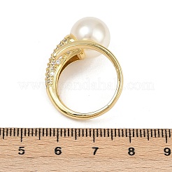 Brass Micro Pave Cubic Zirconia Cuff Rings for Women&nbsp;RJEW-F186-01G