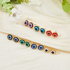 7 Pairs 7 Colors Resin Evil Eye Stud Earrings for Women&nbsp;EJEW-FI0001-71