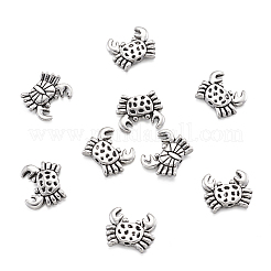 チベット風合金ビーズ  カニ  アンティークシルバー  12.5x15.5x3.5mm  穴：1.4mm&nbsp;LS-PALLOY-TAC0009-17AS