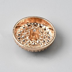 1ホール合金ラインストーンボタン  半円  ゴールドカラー  25x13mm  穴：2mm&nbsp;BUTT-WH0020-69G