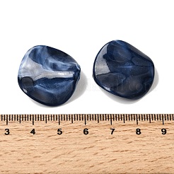不透明アクリル天然石風ビーズ  ツイストフラットラウンドツートン  プルシアンブルー  24~25x24~25x5mm  穴：1.8mm  約263個/500g&nbsp;OACR-G061-01H