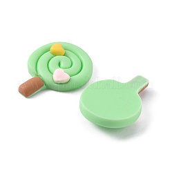 オペーク樹脂カボション  模造食品  心のロリポップ  薄緑  30x22x7mm&nbsp;LS-RESI-WH0035-02A