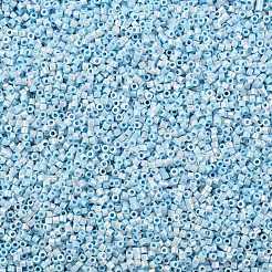 シリンダーシードビーズ  不透明色の光沢  均一サイズ  ライトブルー  2x1.3~1.5mm  穴：0.8~1mm  約888個/10g&nbsp;X-SEED-H001-B07