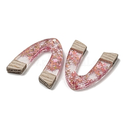 ウッドペンダント  樹脂と金箔  アーチ  サクランボ色  37.5x29x4mm  穴：2mm&nbsp;FIND-B042-18D