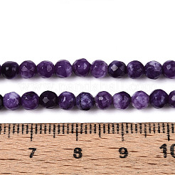 染め加工天然石ホワイトジェイドビーズ連売り  ラウンド  多面カット  インディゴ  4~4.5mm  穴：1mm  約86~96個/連  14.69~14.96''（37.3~38センチメートル）&nbsp;G-T139-4mm-60-12