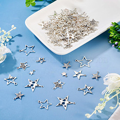 84pcs14スタイルチベットスタイル亜鉛合金ペンダント  スター  アンティークシルバー  11.5~35x9~32.8x1.5~4.5mm  穴：1.5~3mm  6個/スタイル&nbsp;FIND-TA0009-55