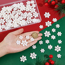 90個3スタイルの樹脂カボション  グリッターパウダー付き  クリスマス  スノーフレーク  雪  18.5~27.5x16~25x3~4mm  30pc&nbsp;CRES-UN0001-03