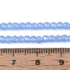 ジェイド風ガラスビーズ連売り  ラウンド  多面カット  コーンフラワーブルー  3x2.5~3mm  穴：0.7~0.8mm  約133~137個/連  13.78~14.37''（35センチメートル）&nbsp;GLAA-T028-3mm-11L