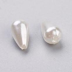 ABSプラスチック模造パール  ティアドロップ  ホワイト  10x6mm  穴：1.5mm&nbsp;MACR-G002-1