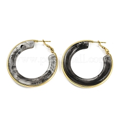 女性用304ステンレスフープピアス  リング  樹脂と  グレー  42mm&nbsp;EJEW-B113-02G-02