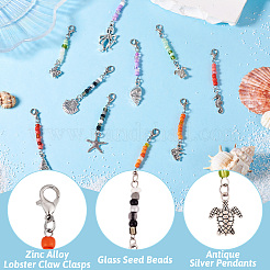 10Pcs 10 Styles Ocean Theme Alloy Pendant Decoration&nbsp;HJEW-TAC0066