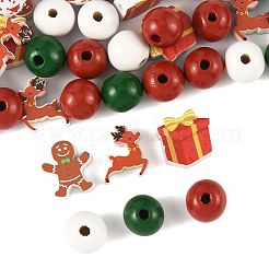 50Pcs Christmas Wood Beads&nbsp;WOOD-FS0002-42