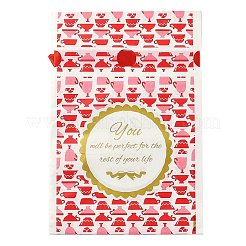 プラスチック製のベーキングバッグ  巾着袋  クリスマスの結婚披露宴の誕生日の婚約の休日の好意のために  長方形  レッド  メガネ模様  22.3x15.1cm  約45~50個/袋&nbsp;ABAG-O003-21