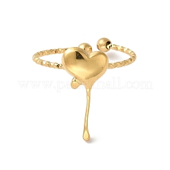 Ion Plating(IP) 304 Stainless Steel Heart Open Cuff Rings for Women&nbsp;LS-RJEW-H136-03G