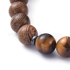 Natural Wood Beads Stretch Bracelets&nbsp;BJEW-JB05231-05