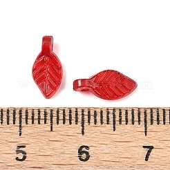クリアアクリルチャーム  葉  ファイヤーブリック  10x5x3.5mm  穴：1mm&nbsp;LS-OACR-G054-02B