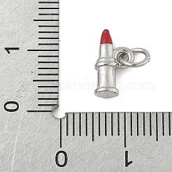 304ステンレススチールエナメルチャーム  丸カン付き  口紅のチャーム  ステンレス鋼色  6.5x11x3.5mm  穴：3.4mm&nbsp;LS-STAS-P391-03P