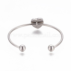 304ステンレススチール製カフバングル  アクリルラインストーン付き  ハート  多面カット  ステンレス鋼色  ミックスカラー  2-1/4インチ（5.7cm）  2~8mm&nbsp;BJEW-F400-06P