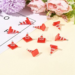 樹脂製アイアンペンダント10個  コーン  レッド  25~26x15.5~16x15.5~16mm  穴：2mm&nbsp;RESI-FS0002-06