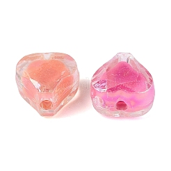 透明プラスチックビーズ  二層ビーズ  ハート  ABカラーメッキ  多面カット  ミックスカラー  11x11.5x8mm  穴：2mm  約830個/500g&nbsp;KY-Q010-22