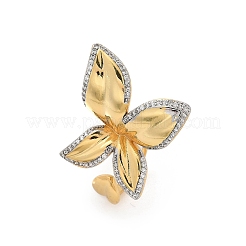 Brass Micro Pave Cubic Zirconia Cuff Rings&nbsp;RJEW-Q030-02G