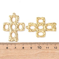 304ステンレスペンダント  くり抜いた十字架のチャーム  ゴールドカラー  39.5x28x2.5mm  穴：1.8mm&nbsp;STAS-A133-01G