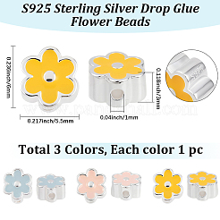 3Pcs 3 Colors S925 Sterling Silver Beads&nbsp;STER-BBC0008-48