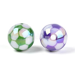 UVメッキ不透明アクリルビーズ  虹色の  サッカー  ミックスカラー  15.4x15mm  穴：2.6mm&nbsp;OACR-T028-68A