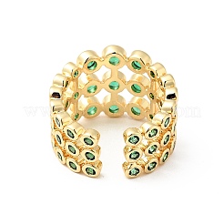 Micro Pave Green Cubic Zirconia Cuff Rings&nbsp;X-RJEW-G262-02G