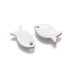 変色しにくい201ステンレススチールチャーム  魚  ステンレス鋼色  13.5x7x0.9mm  穴：1.4mm&nbsp;STAS-L234-092P