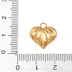 テクスチャ加工された304ステンレススチールペンダント  ハートチャーム  ゴールドカラー  14.5x15x2.5mm  穴：2.5mm&nbsp;LS-STAS-L313-01A-G