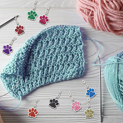 Glitter Powder Dog Paw Print Knitting Tool Alloy Needle Cap&nbsp;HJEW-NB00141