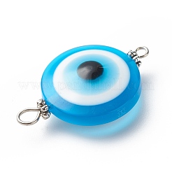 Transparent Evil Eye Resin Connector Charms&nbsp;PALLOY-JF01848-02