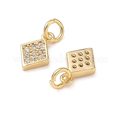 Brass Micro Pave Clear Cubic Zirconia Charms&nbsp;CU-CBA746B-04G