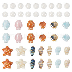 46Pcs 14 Styles Ocean Series Handmade Porcelain Beads&nbsp;PORC-TA0001-75