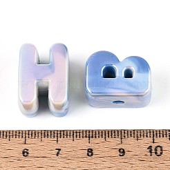 虹色の不透明アクリルビーズ  ランダムな手紙  コーンフラワーブルー  21x8.5~20.5x15mm  穴：4mm&nbsp;OACR-P010-22B-01