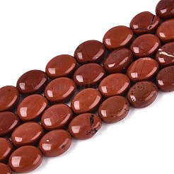 天然石レッドジャスパービーズ連売り  フラットオーバル  8x6x4mm  穴：0.8mm  約48~49個/連  14.88~15.16''（37.8~38.5センチメートル）&nbsp;G-T142-31