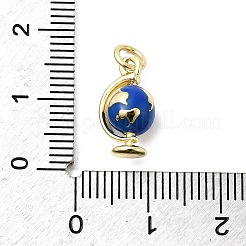 真鍮チャーム  地球儀チャーム  エナメル  丸カン付き  ゴールドカラー  14.5x8.5x6.5mm  穴：3.2mm&nbsp;KK-D105-06G