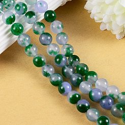 DIY染めブレスレット作りキット  8mm染めの白い天然翡翠丸ビーズを含む  伸縮性のある糸  シーグリーン  8mm  穴：1mm&nbsp;DIY-SZ0003-45A