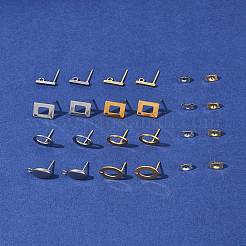 16Pcs 8 Styles 304 Stainless Steel Stud Earring Findings&nbsp;STAS-FS0001-84