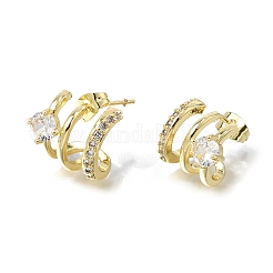 Brass Micro Pave Cubic Zirconia Stud Earrings&nbsp;KK-CBA6305-16G