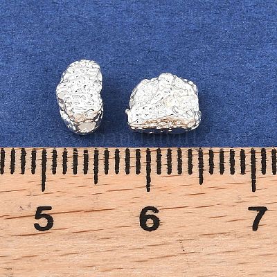 真鍮ビーズ  テクスチャ  ナゲット  銀  7x5x4.5mm  穴：1.4mm&nbsp;KK-H264-01S-1