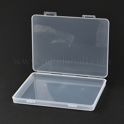 長方形ポリプロピレン（pp）プラスチックボックス  ビーズ保存容器  ヒンジ付き蓋付き  透明  14.3x18.5x1.7cm  内径：13.2x17.8のCM&nbsp;CON-Z003-05E-1