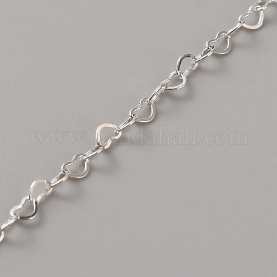 スターリングシルバーのハートリンクチェーン925個  ハンダ付け  銀  3.3x2.1x0.4mm&nbsp;STER-TAC0003-02S-01-1