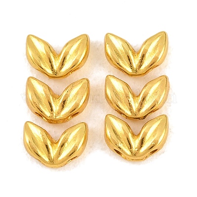 合金ビーズ  葉  ゴールドカラー  5x7x2.5mm  穴：1.2mm&nbsp;FIND-H063-02A-G-1